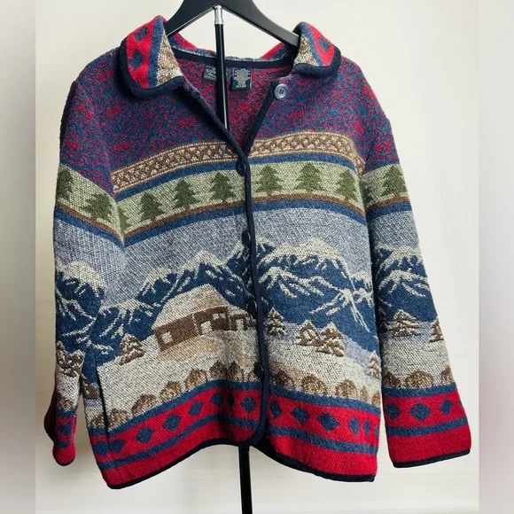 Vintage Sonoma Wool Blend Scenic Tapestry Jacket L - Picture 1 of 14
